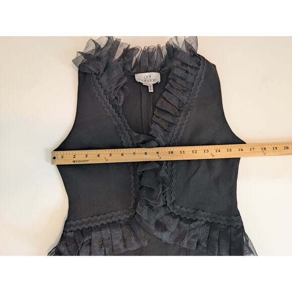 Gai Mattiolo Black Sheath Dress With Ruffles Size 46 (US 10 - See Measurements) - Picture 9 of 13